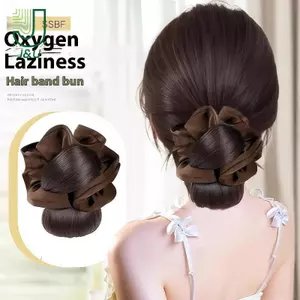Low Bun Tóc Giả Kẹp Tóc Bun Lộn Xộn Tóc Thẳng Nối Dài Cho Dễ Dàng Updo Móng Vuốt Tổng Hợp Xộn Tóc Bun Dành Cho Nữ