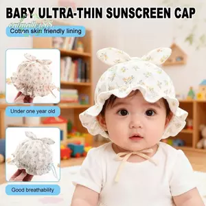 CATMALLER88 Mũ không vành sơ sinh, Mũ beanie mềm hình hoa dễ thương, Mũ công chúa mỏng thoáng khí ngọt ngào mùa xuân hè