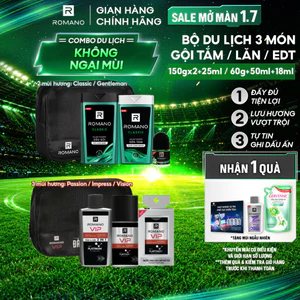Bộ sản phẩm du lịch Travel Kit Romano 3 món dành cho nam (Classic/ Gentleman/ VIP Passion/ Vision/ Impress)