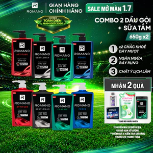 Combo Dầu gội nam và sữa tắm nam cao cấp Romano 650g/chai
