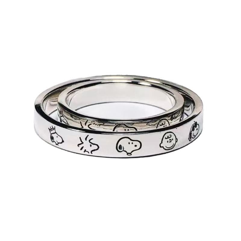Nhẫn Snoopy Nhẫn Cặp Đôi Nhẫn Ánh Sáng Sang Trọng 520 Quà Tặng Ánh Sáng Cao Cấp Sang Trọng Phù Hợp Với Mọi Trận Đấu