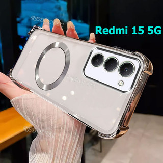 Redmi 15 5G 2025 Ốp Lưng Mới Từ Tính Chống Sốc Trong Suốt Có Vòng Nam Châm 2025 Thiết Kế Mới Vỏ Trong Suốt Xiaomi Redmi15 Vỏ Điện Thoại Mềm Siêu Mỏng