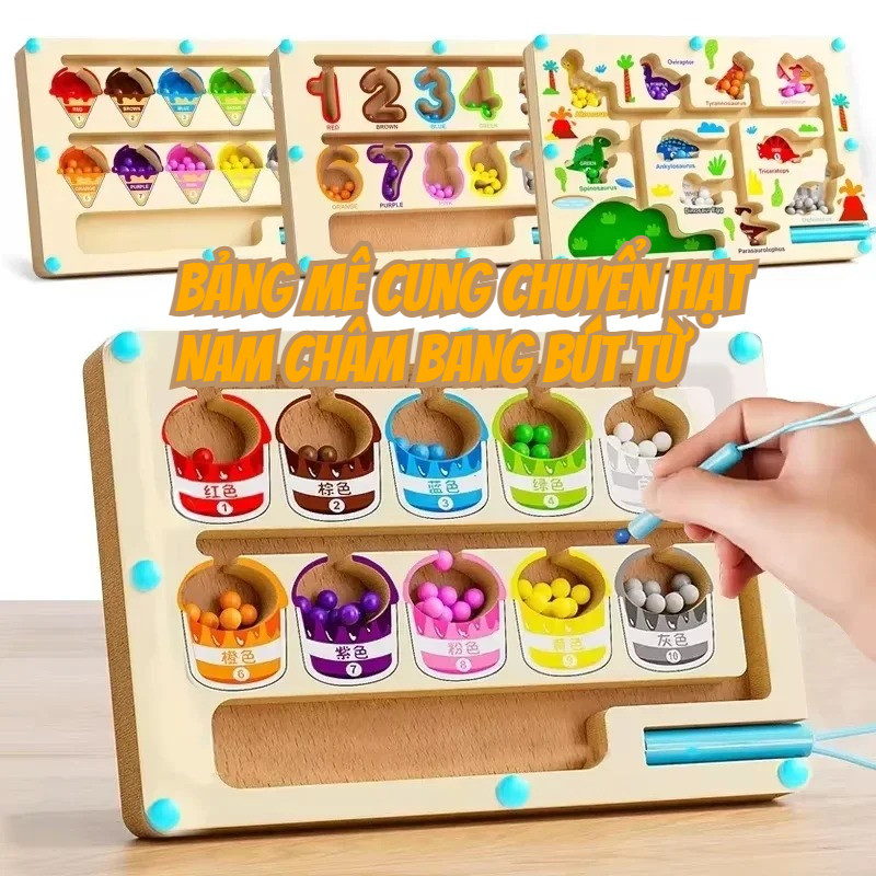 Bảng Mê Cung Chuyển Hạt Nam Châm Bang Bút Từ,Đồ Chơi Trí Tuệ，đồ Chơi Gỗ Giáo Dục Sớm