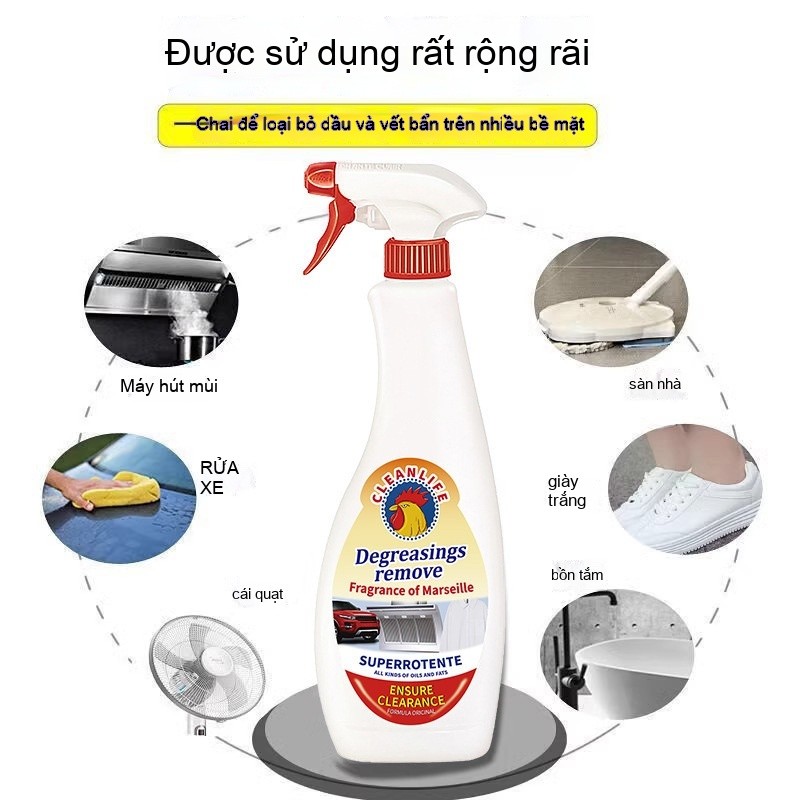 Xịt Tẩy Mỡ Đa Năng CLEANLIFE, Làm Sạch Máy Hút Mùi, Mặt Bếp, Tường Gạch Ốp, Bồn Rửa Hiệu Quả