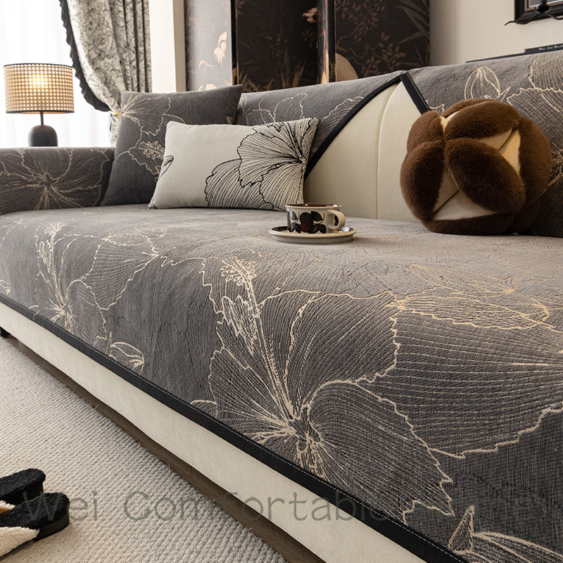 Chenille Sofa Đệm Bốn Mùa Đa Năng Chống Trơn Trượt Chống Bụi Bẩn Đệm Hiện Đại Mới Trung Quốc Sofa Bao Khăn Vải