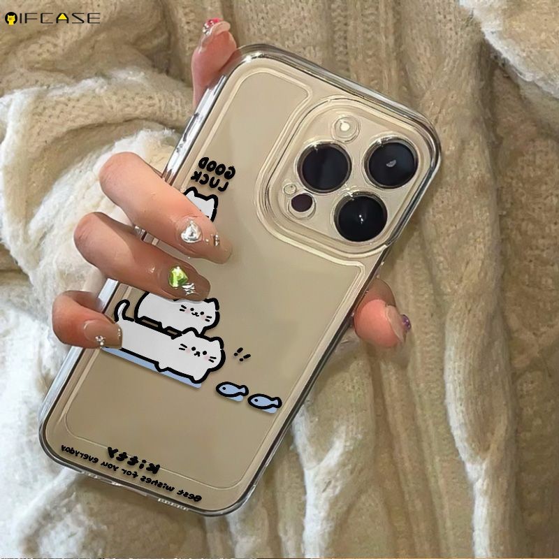 Dành Cho Redmi K80 K70 K70E K60 K60E K50 K40 K40S K30 K30S K30i Pro Ultra 5G 4G Vỏ Điện Thoại Ngộ nghĩnh chồng lên nhau Mèo Trắng Mèo Cá Hoạt Hình Dễ Thương Trong Suốt Vỏ Mềm Ốp Lưng