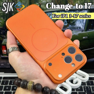【Thay đổi ngay lập tức thành 17 Series】p Lưng Ốp Lưng iPhone 13 14 15 16 Pro Max Thay Thế 17 Pro Max Vỏ cứng từ tính Vỏ kính chống sốc