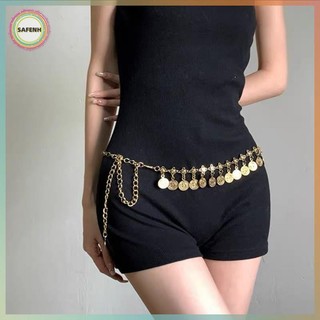 Dây Thắt Lưng Múa Bụng Tua Rua Màu Vàng, Điều Chỉnh Được Cho Nữ