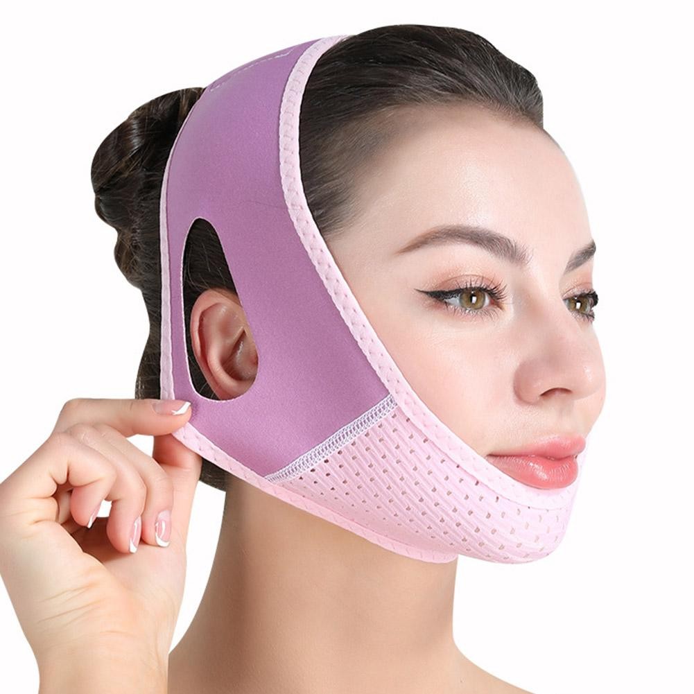 Beauty Facial Khắc Mặt nạ ngủ Hình chữ V Nâng cơ mặt Massage Mặt nạ nhăn Giảm mặt nạ cằm Giảm C0s9