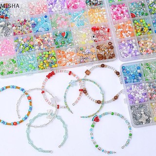 Misa 12 / 24 Lưới Siêu Hỗn Hợp Màu Sắc Thủy Tinh Hạt Cơm Bộ Rời Hạt Handmade DIY Vòng Tay Vòng Cổ Đính Hạt Chất Liệu Phụ Kiện Trang Sức