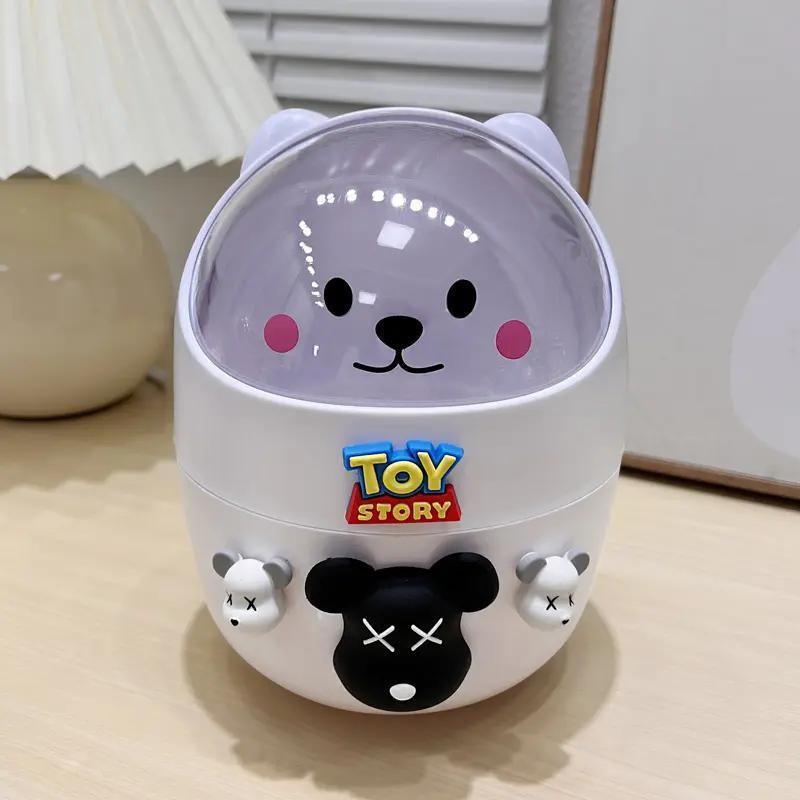 Máy Tính Để Bàn Thùng Rác Để Bàn Mini Thùng Rác Có Thể Ký Túc Xá Vệ Sinh Cá Nhân Có Nắp Hoạt Hình Dễ Thương Đầu Giường Thùng Rác Nhỏ TRAA