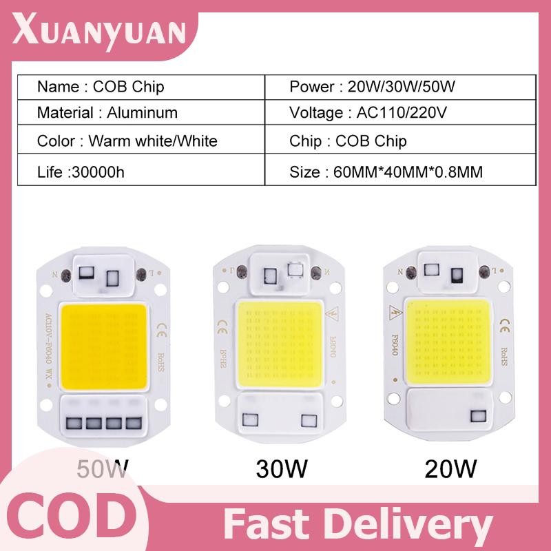 XUAN LED chip 20W 30W 50W AC 220V hạt đèn COB thông minh Đèn LED không có trình điều khiển DIY Lampada chip ngoài trời đèn pha đèn pha VN