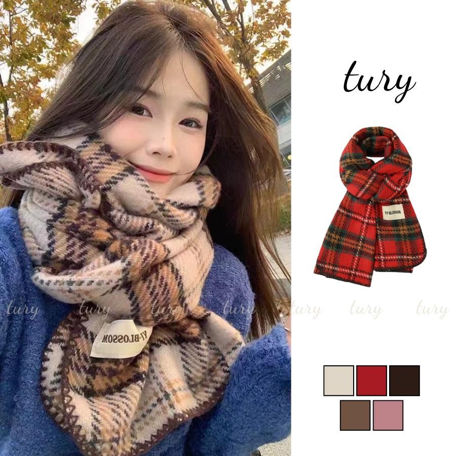 Khăn Quàng Cổ Len Unisex Nam Nữ - Tury - Khăn choàng cổ cashmere SỌC CARO VUÔNG kẻ dòng Thời Trang Thu Đông- LN100