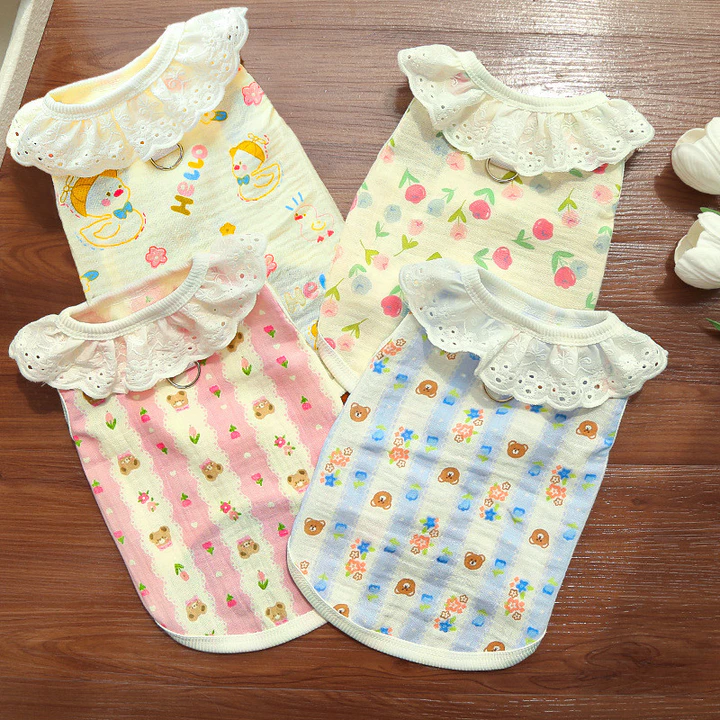 Quần Áo Mèo Sợi Cotton Thoáng Khí Mỏng Phong Cách Chó Mèo Thú Cưng Đồ Dùng Cho Chó Điều Hòa Không Khí Phù Hợp Với Có Thể Giữ Mèo Lông Ngắn Chống Trơn