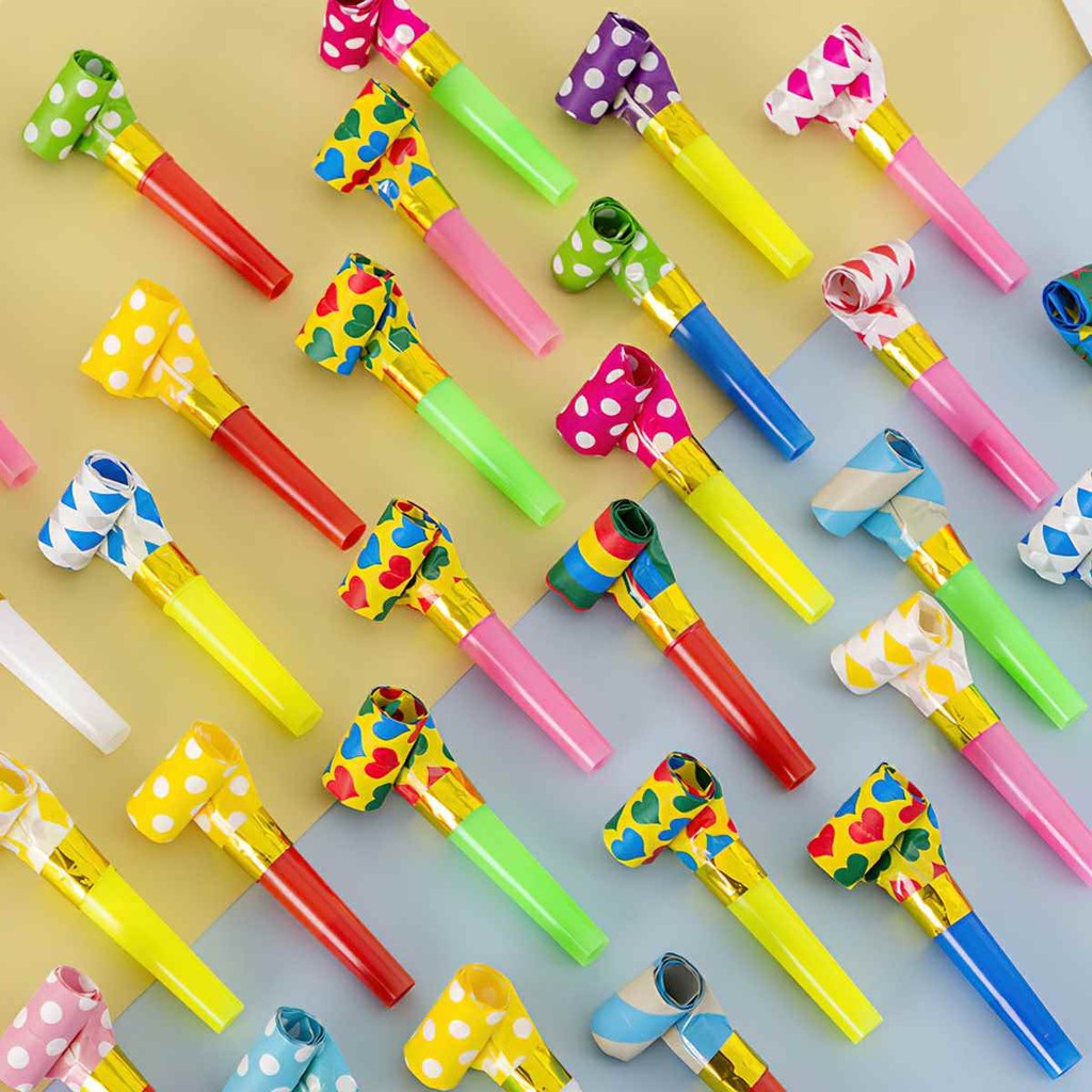Set 10 Kèn lưỡi tò te cho bé vui chơi sinh nhật happy birthday lễ hội, trang trí tiệc nhiều màu sắc