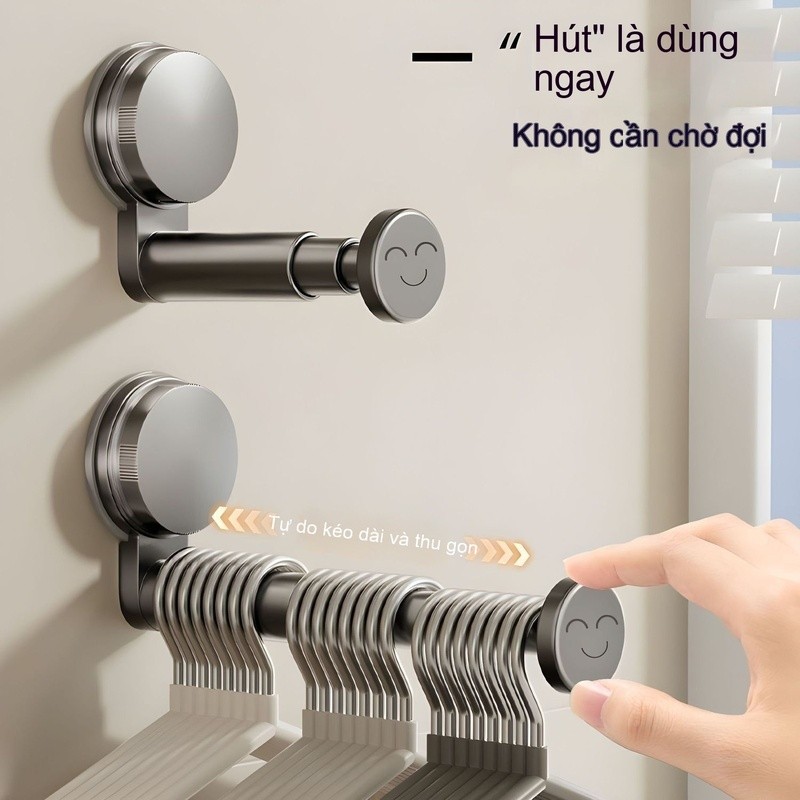 Thu Gọn Kệ Phơi Quần Áo Móc Treo Quần Áo Không Cần Khoan Lỗ Thanh Gậy Thanh Phơi Quần Áo - Hình Ảnh Thực Tế