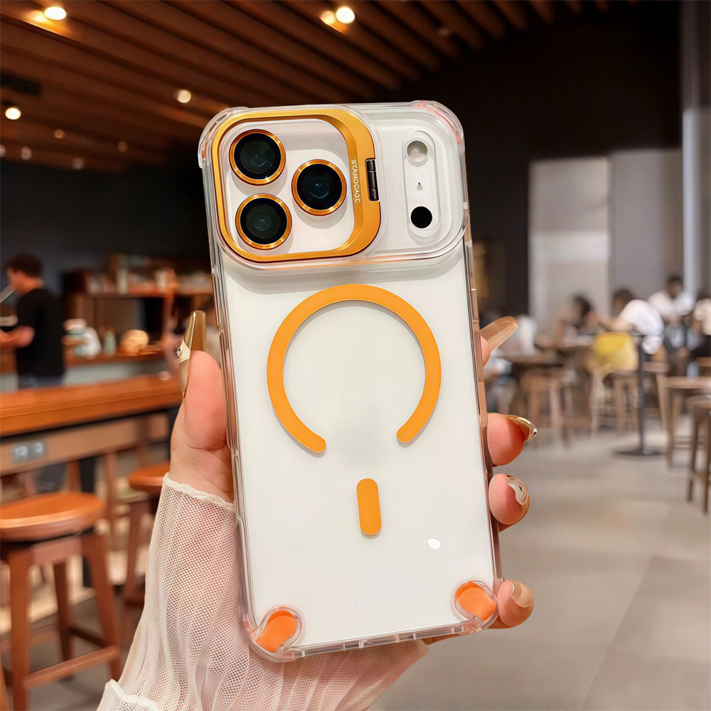 Giá đỡ bảo vệ Camera Vỏ điện thoại từ tính cho iPhone 17 Pro Max Air 16 13 14 15 pro max 16 plus Bảo vệ ống kính chống rơi Vỏ cứng bảo vệ điện thoại