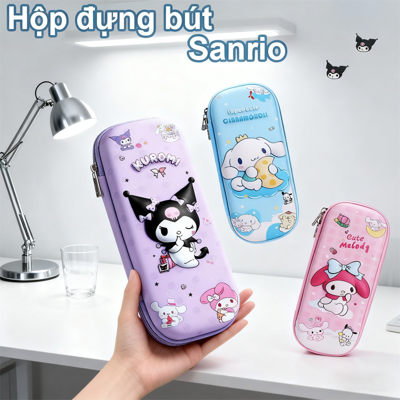 Hộp đựng bút 3D cute in hoạt hình Hình Sanrio/Kuromi - Dễ Thương, Đa Năng, Chống Biến Dạng, Cho Học Sinh