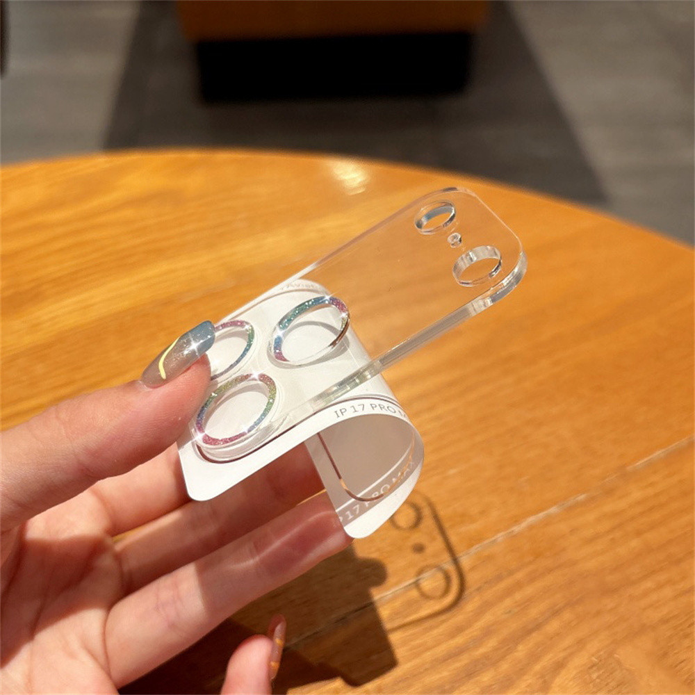 Phim bảo vệ camera điện thoại trong suốt lấp lánh tích hợp cho iPhone 17 pro max 16 15 11 12 13 14 Pro Max Air 16 plus Phim bảo vệ màn hình ống kính cho ống kính máy khoan flash