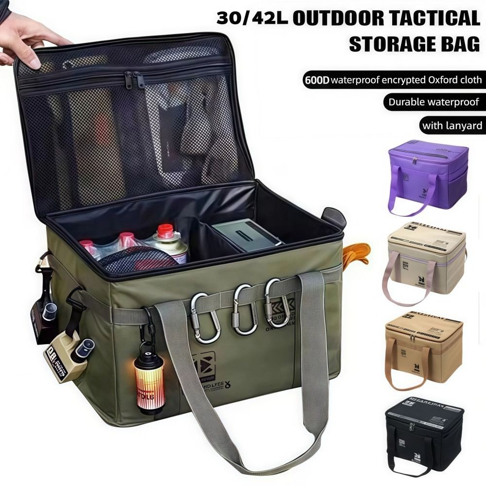 Túi đựng đồ cắm trại HOBBYIN, Túi đựng dã ngoại chống nước có thể gập lại, Dung tích lớn chuyên nghiệp 42L / 30L có ngăn Túi xách thực tế ngoài trời