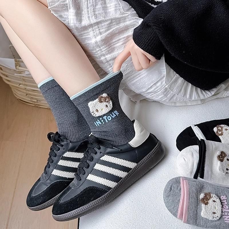 Tất Gấu Cô Gái Mèo KT, Phong Cách Kawaii Hàn Quốc, Ngọt Ngào Và Dễ Thương, Tất Quà Tặng Họa Tiết Hoạt Hình Học Sinh Ống