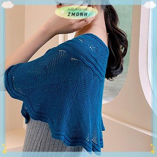 ZMONH Nữ Dệt Kim Rỗng Khăn Choàng Khăn Choàng Mùa Hè Thu Đông Nữ Thanh Lịch Chống Nắng Áo Choàng Smock