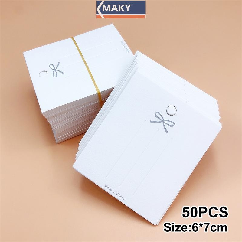 Onetimingcool 50 Chiếc Kẹp Tóc Trắng Thẻ Nhăn Nơ Hiển Thị Thẻ Giấy Đóng Gói VN