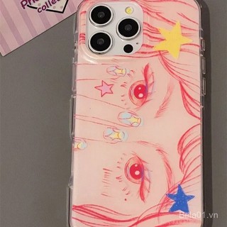 Ốp Điện Thoại Thích Hợp Cho iPhone Graffiti Làm Móng Tay Mắt Lớn Cô Gái Thích Hợp Cho iPhone17pro / 16 / 15 / 14pro Ốp Điện Thoại Lỗ Lớn imd 13 / x Vỏ Bảo Vệ DKOW