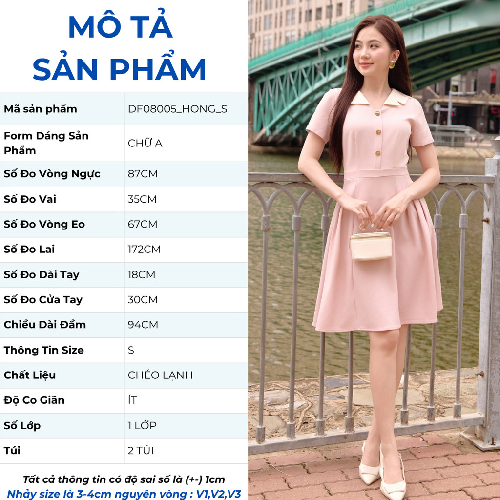 Đầm Nữ GUMAC Form A Thanh Lịch Cổ V Cách Điệu Phối Màu Thanh Lịch DF08005