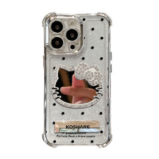 Gương Chấm Bi Hello Kitty Thích Hợp Cho Apple 16promax Vỏ Điện Thoại 13 Giá Đỡ Vòng Tay Cấp 15 14 Mạ 25.10.9