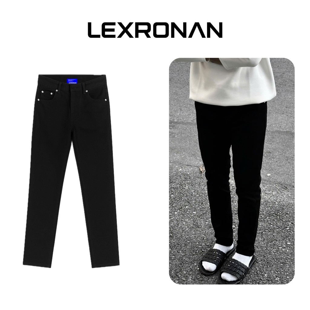 Quần Jeans Đen Trơn Nam LEXRONAN – Quần Bò Co Giãn 4 Chiều, Form Slim Fit, Tôn Dáng, Dễ Phối Đồ #JN01