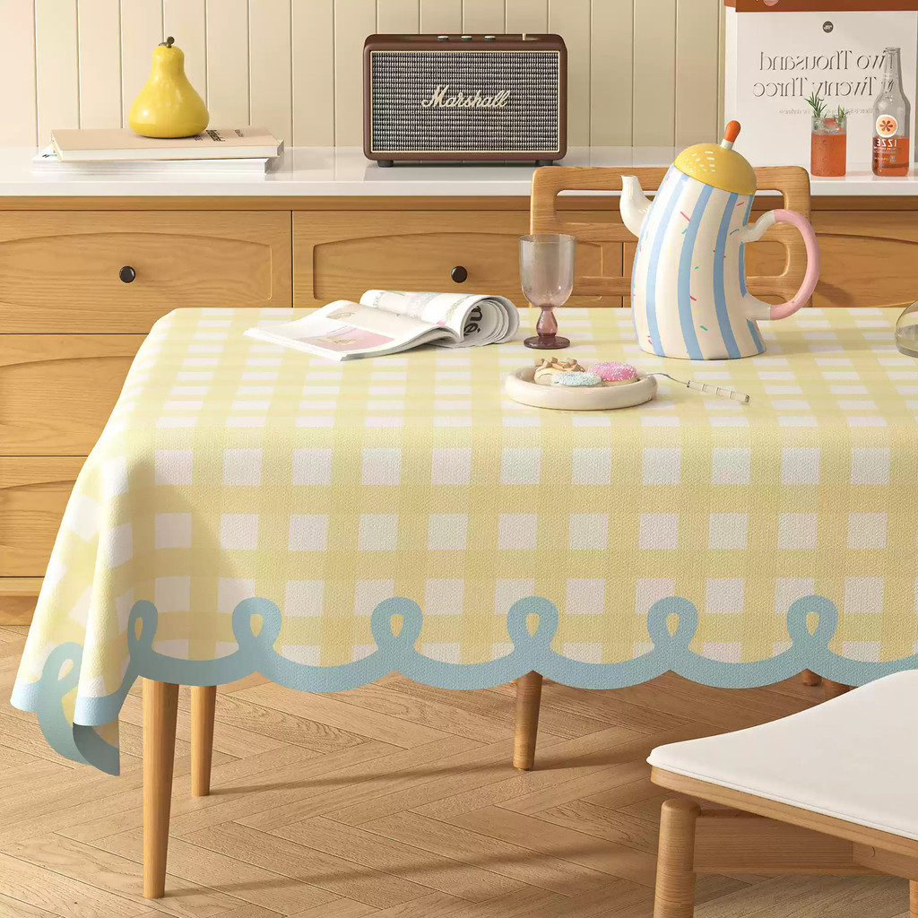 Khăn trải bàn cotton linen caro hồng | Phong cách Bắc Âu, dễ giặt, chống bẩn, trang trí bàn ăn/cà phê/học, decor nhà bếp