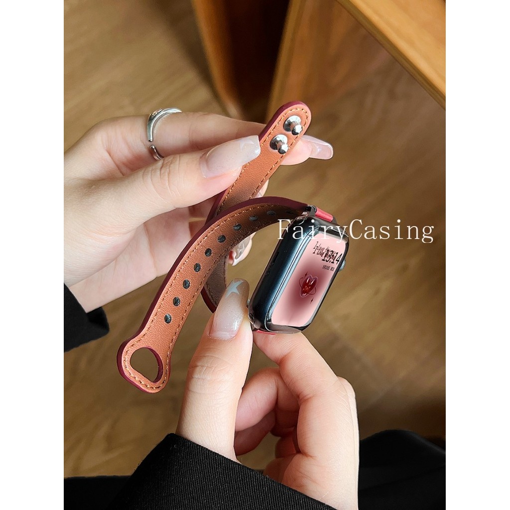 Dây Da Mỏng Cho Apple Watch S10 Ultra3 46mm 49mm 42 44 45mm 40 / 41mm Vòng Tay Cho iWatch Series 11 9 8 7 SE 6 5 S11 Band