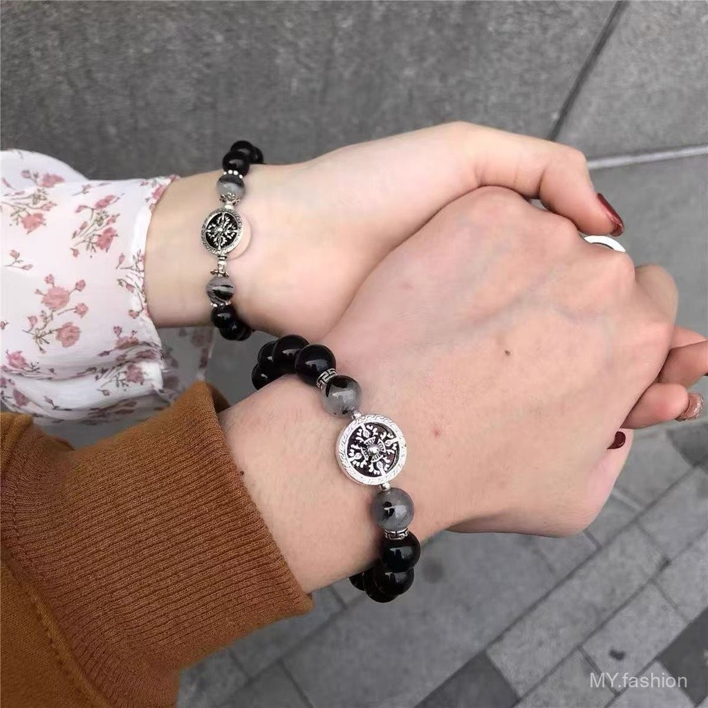 Vòng Tay Cặp Đôi Nam Nữ Phong Cách Cao Cấp, Sang Trọng từ Ins Obsidian