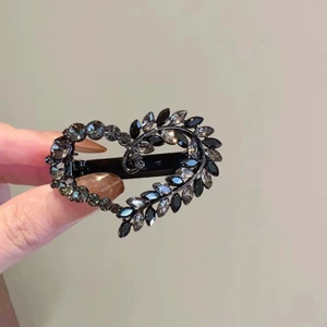 MAUROPOLI Kim Cương Giả Nghẹt Đen Tình Yêu Lúa Mì Tai Kẹp Tóc Nữ Đầu Lưng Nửa Tie Tóc Mùa Xuân Kẹp Tóc Ngắn Kỳ Nghỉ Thời Gian Kẹp Tóc Rỗng Kẹp