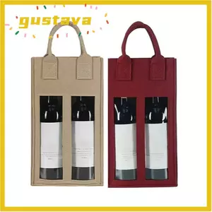 Hộp Rượu GUSTAVA, Hộp Đựng Chai Đôi Có Tay Cầm Túi Đựng Rượu, Vải Không Dệt Chắc Chắn Có Cửa Sổ Trong Suốt Túi Gói Champagne Di Động Cho Đám Cưới Và Tiệc Ngày Lễ