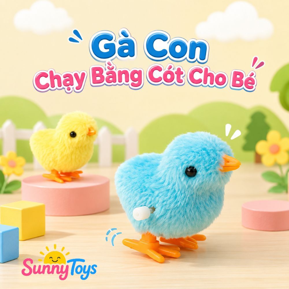 Set Gà Con Nhảy Lon Ton SunnyToys - 5 Món Lên Dây Cót Cho Bé Vui Chơi