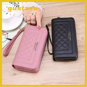 Ví nữ GUSTAVA, Ví đựng tiền xu có dây kéo đôi dài, Hộp đựng thẻ đeo tay đơn giản dung lượng lớn thời trang dành cho nữ Cô gái