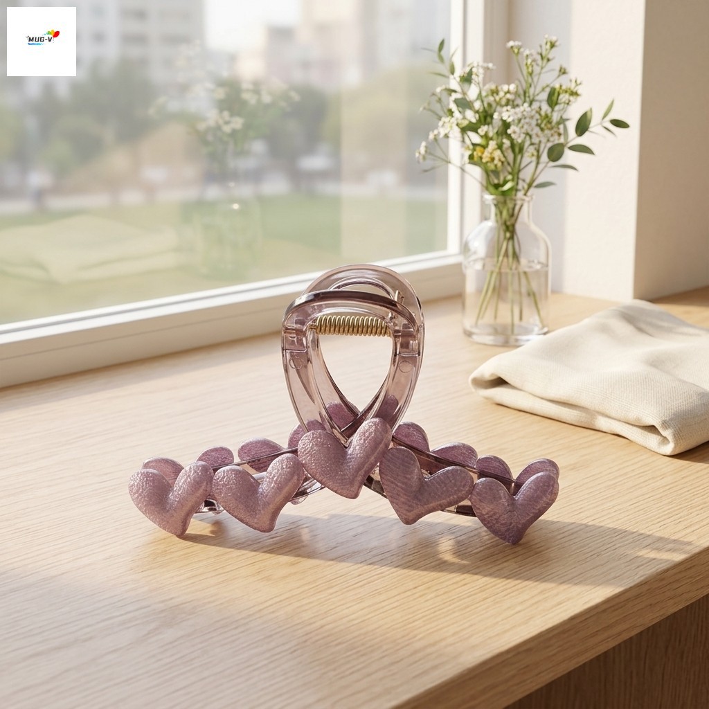 Kẹp móng vuốt tóc hình trái tim cho nữ Chất liệu ABS bền bỉ Thiết kế chống trượt Phụ kiện thời trang