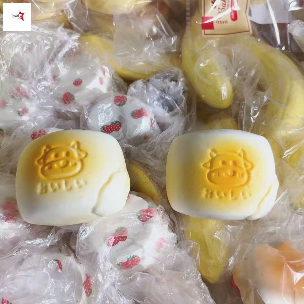 Mô hình bánh mì sữa PU phục hồi chậm Đồ chơi bóp- Đạo cụ giải nén mềm