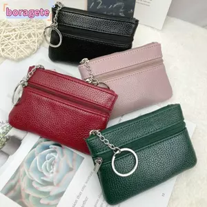 Hộp đựng thẻ xu BORAGETE, Ví đựng tiền xu có dây kéo Mini sang trọng, Túi đựng tiền thay đổi bằng da PU thanh lịch dành cho nữ
