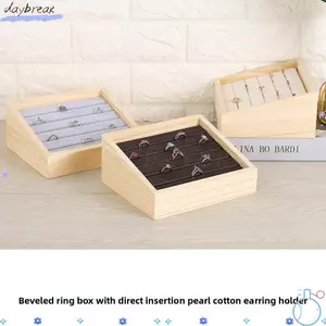 Khay trưng bày trang sức DAYBREAK, Hộp đựng đồ trang sức để bàn bằng gỗ, Giá đỡ bông tai mặt dây chuyền chất lượng cao Giá đỡ đồ nhung / da Hộp đựng nhẫn