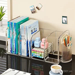 Để Bàn Bookend Bookshelf Acrylic Trong Suốt Sinh Viên Sách Hộp Bảo Quản Để Bàn Giá Để Đồ Hình Sách Giá Tập Tin LC9S