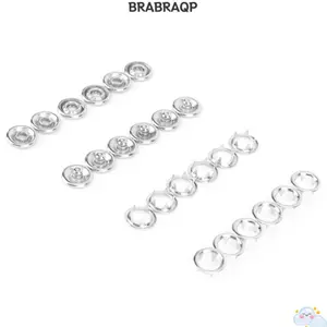 BRBRAA 200 chiếc Nút bấm, Chất liệu kim loại Kích thước 9,5MM Nút bấm Prong rỗng, Nút may Nút bấm kim loại màu bạc Dự án may vá