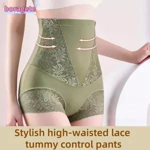 Quần Lót Giảm Béo BORAGETE, Quần Lót Kiểm Soát Bụng Liền Mạch Thoáng Khí, Thoải Mái Định Hình Cơ Thể Ren Viền Body Shaper Quần Lót Nữ Mặc