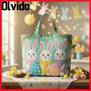 Túi Tote Quilted OLVIDO, Túi Tote Đeo Vai Dung Tích Lớn In Hoa, Túi Đeo Vai Mềm Họa Tiết Lợn