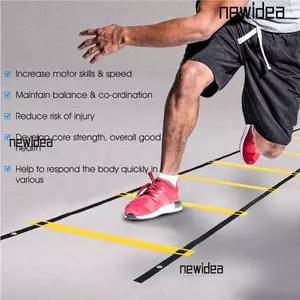 NEWIDEA Huấn luyện nhanh nhẹn Dây chướng ngại vật, Dây Nylon PP Thang tập nhanh nhẹn có thể điều chỉnh, Thang tốc độ Rung màu vàng tập thể dục