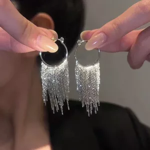 2025 Hợp Thời Trang Bông Tai Nữ Phóng Đại Tính Khí Dài Tua Rua Bông Tai Cao Cấp Cảm Giác Thoáng Mát Phong Cách Niche Người Nổi Tiếng 6.17