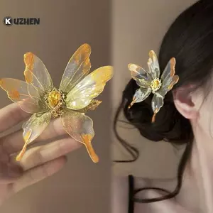 KUZHEN Ngọt Ngào Retro 3D Bướm Kẹp Tóc Thời Trang Bên Kẹp Tính Khí Nhựa Bướm Kẹp Tóc Cho Hanfu Sườn Xám Phụ Kiện Tóc HOT
