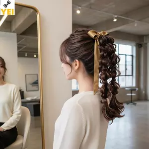 < YEI > 1 Cái Tổng Hợp Phong Cách Pháp Bọc Tay Bong Bóng Bím Tóc Giả Đuôi Ngựa Tóc Giả Dài Lông Tơ Tóc Giả Bím Tóc Giả Mới